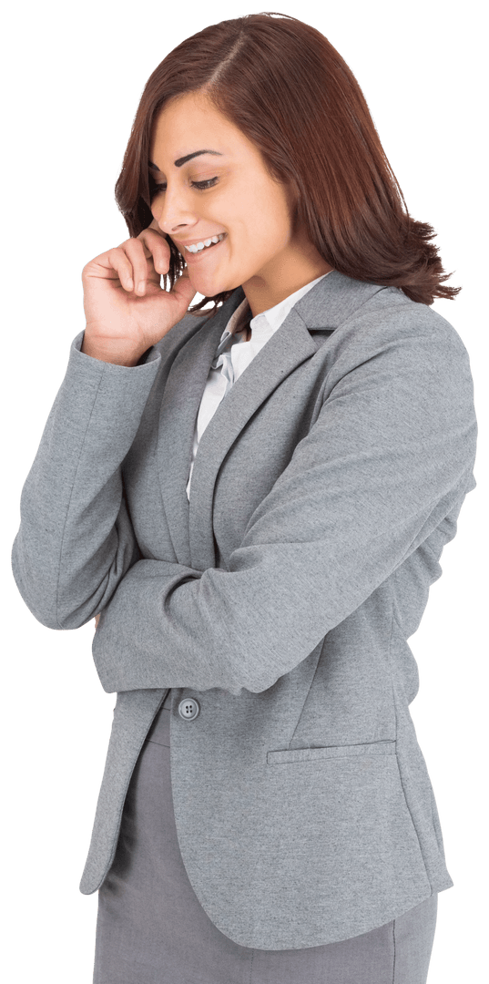 Transparent Image Smiling Businesswoman on Phone