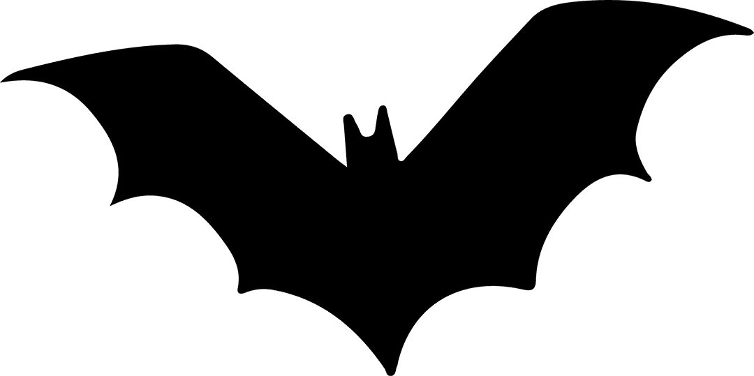 Stylized Bat Silhouette Flying With Transparent Background