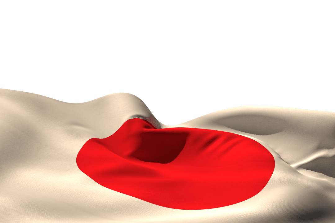 Japan Flag Waving on Transparent Background