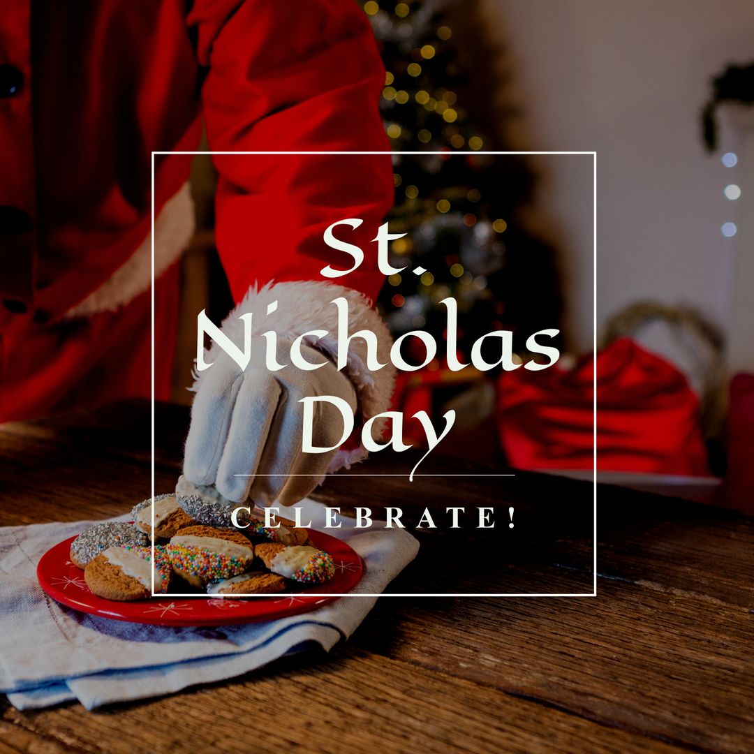 Santa Claus Picking Cookies for St Nicholas Day Celebration