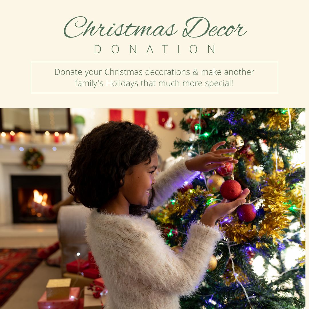 Child Enjoying Christmas Decoration at Home