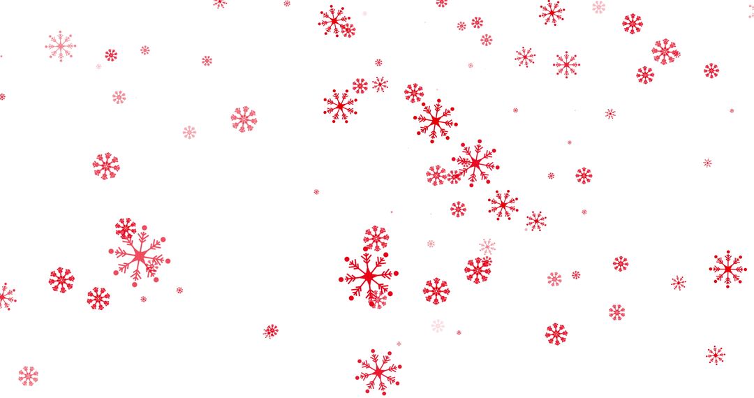 Red Snowflakes Gently Falling on White Background