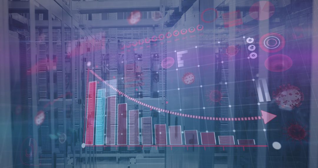 Digital Interface Overlay with Graphs in Server Room