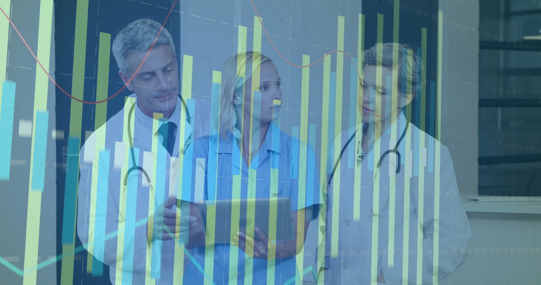 Healthcare Team Analyzing Data in Hospital Corridor
