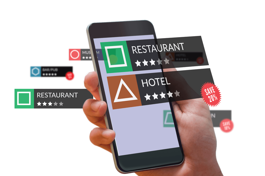 Hand Holding Smartphone with Transparent Digital Interface