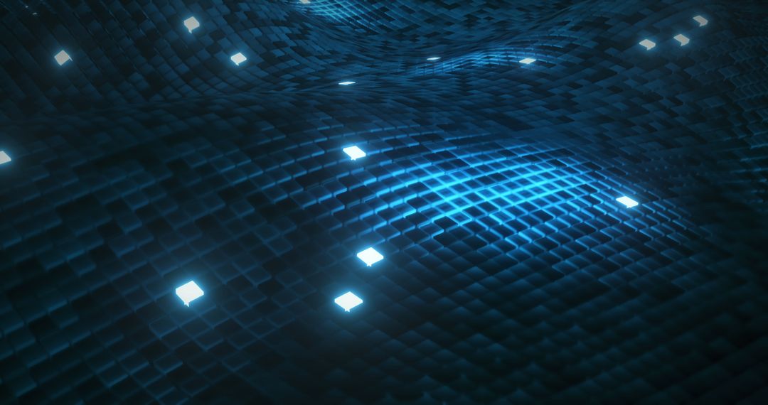 Futuristic Wave of Glowing Tiles with Geometric Pattern