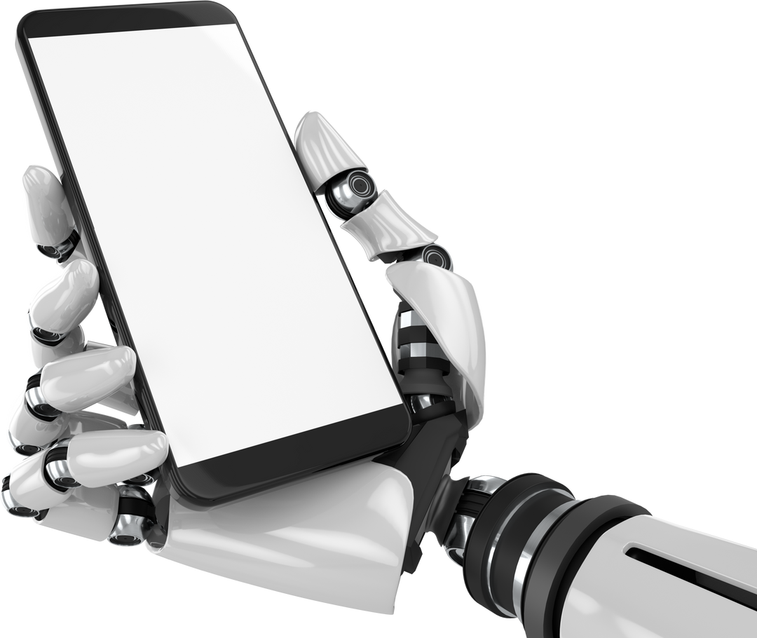 Robotic Hand Holding Smartphone on Transparent Background, Copy Space - Download Free Stock Images Pikwizard.com