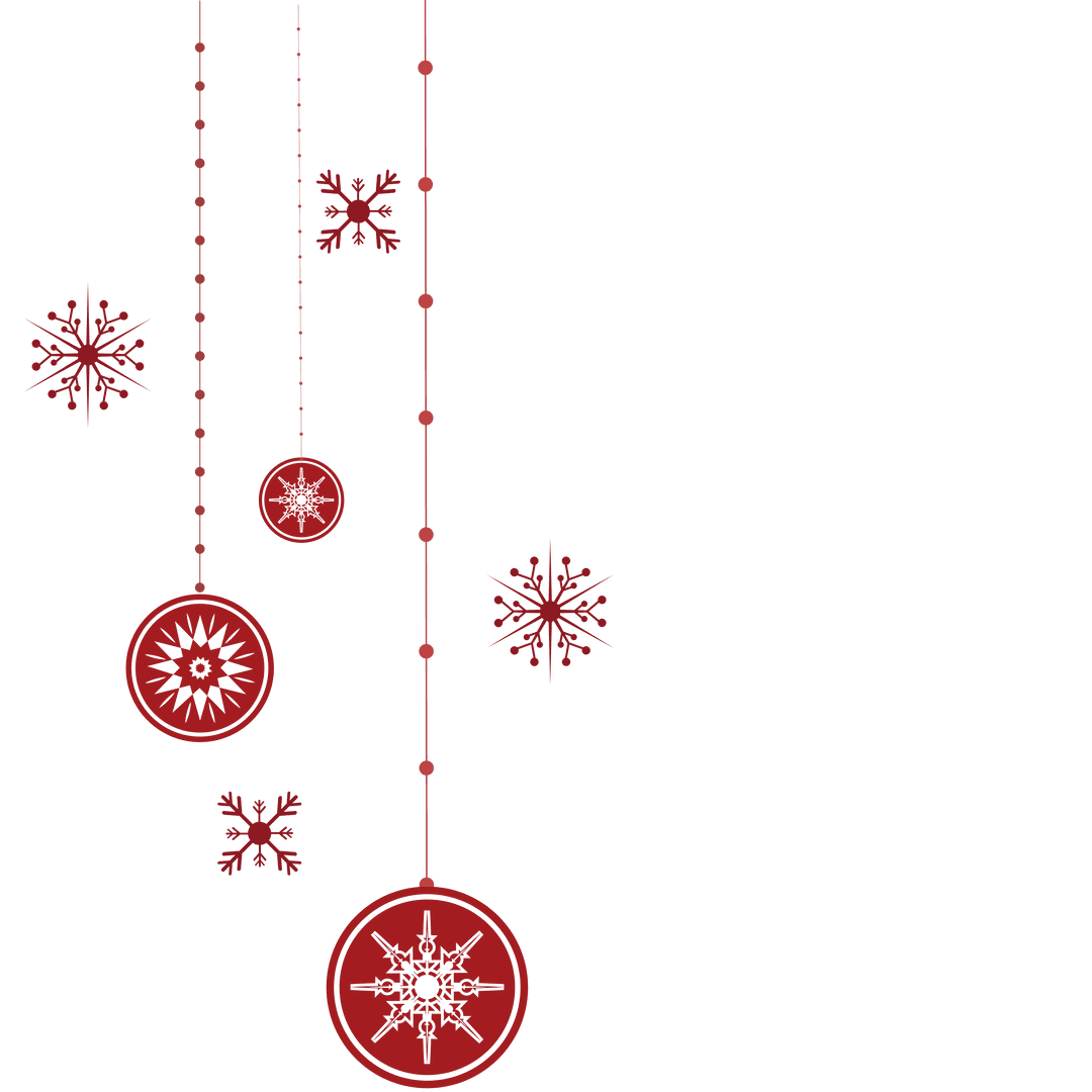 Christmas Ornaments Hanging on Transparent Background