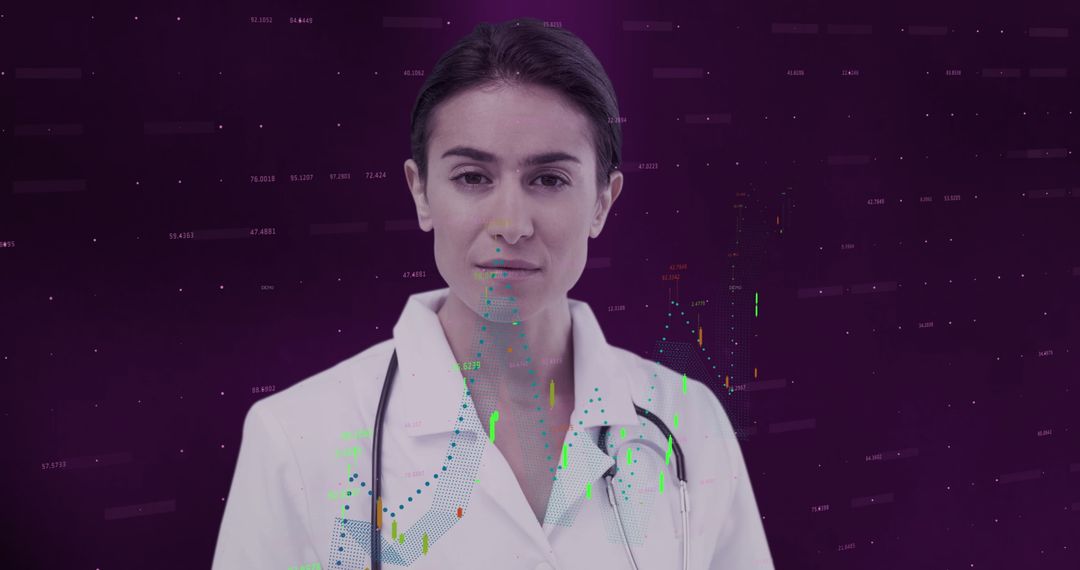 Doctor Engaged in Digital Data Analysis with Futuristic Technology