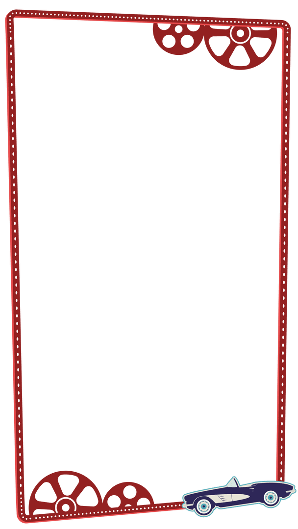 Film Strip Frame Transparent Background with Retro Car Design