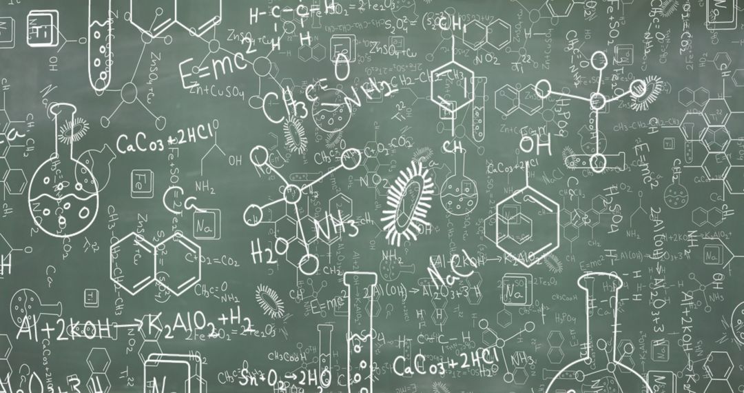 Chalkboard Filled with Mesmerizing Scientific and Mathematical Formulae