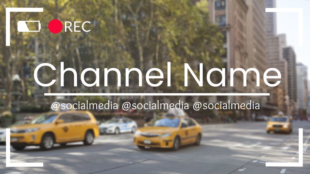 Urban city street with yellow taxis for vlog template