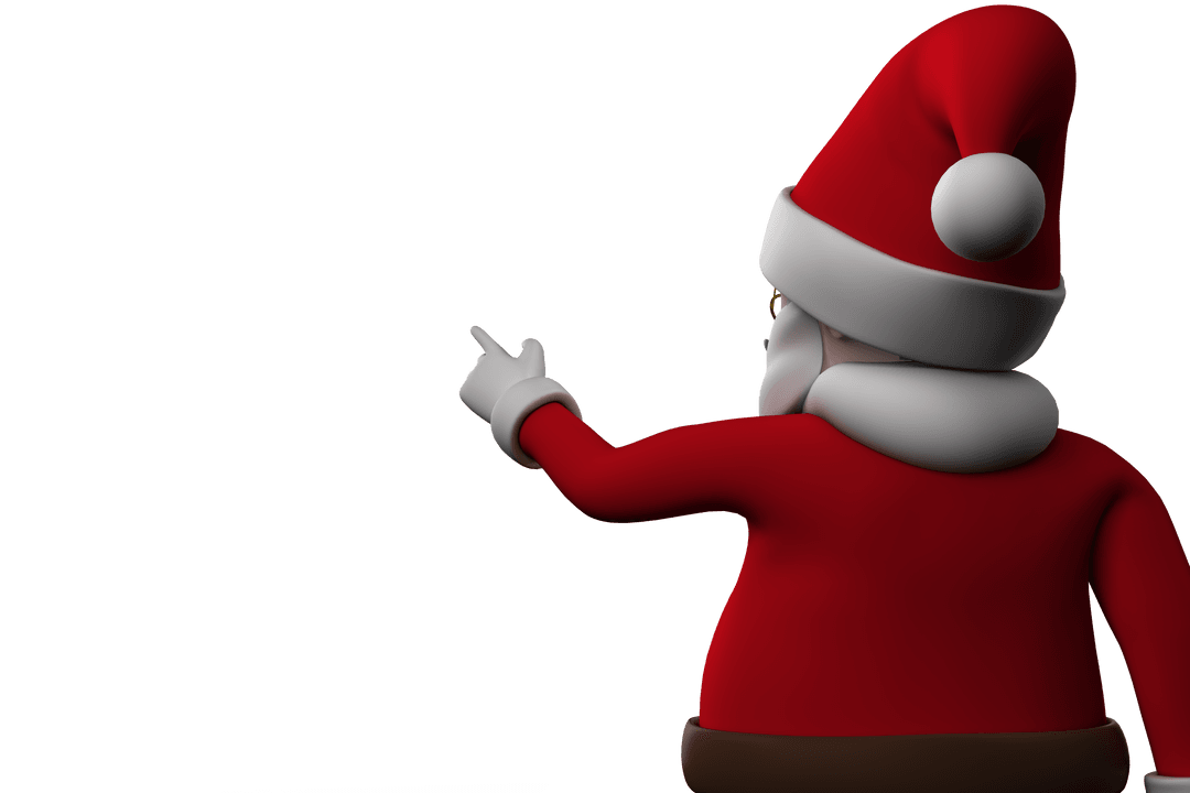 Transparent Cartoon Santa Claus pointing with festive gesture