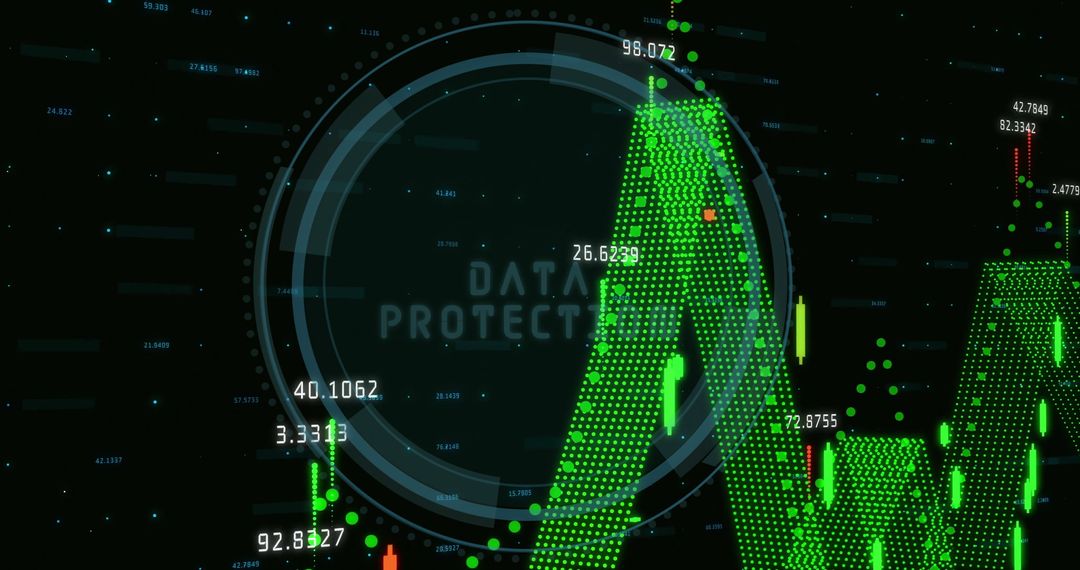 Digital Interface Showing Data Protection and Financial Trends