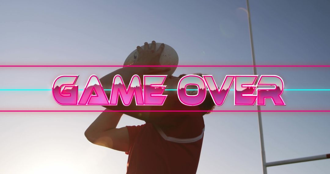 Game Over Text Overlay on Rugby Player Silhouette
