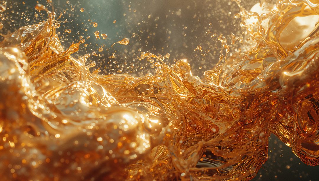 Golden Liquid Abstraction with Dynamic Flow in Digital Space
