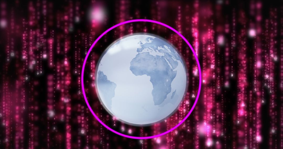 Digital Globe amid Data Streams on Abstract Background