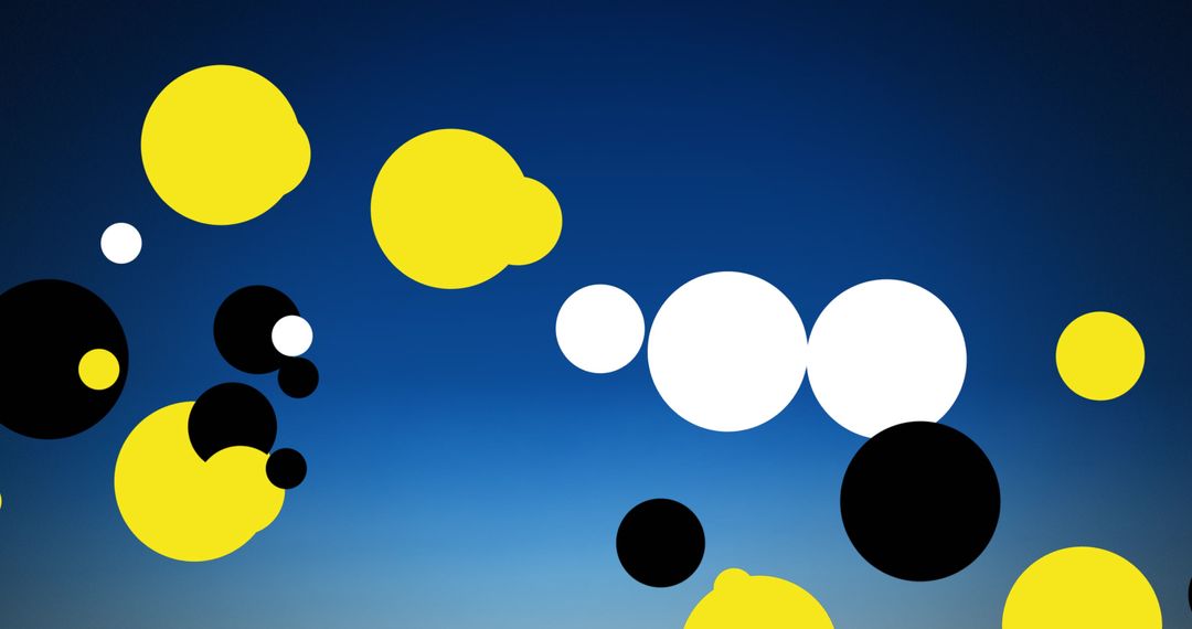 Floating Dotted Pattern with Yellow, Black, White Spots on Blue