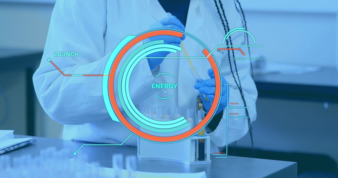 African American Scientist Using Digital Data Interface in Laboratory