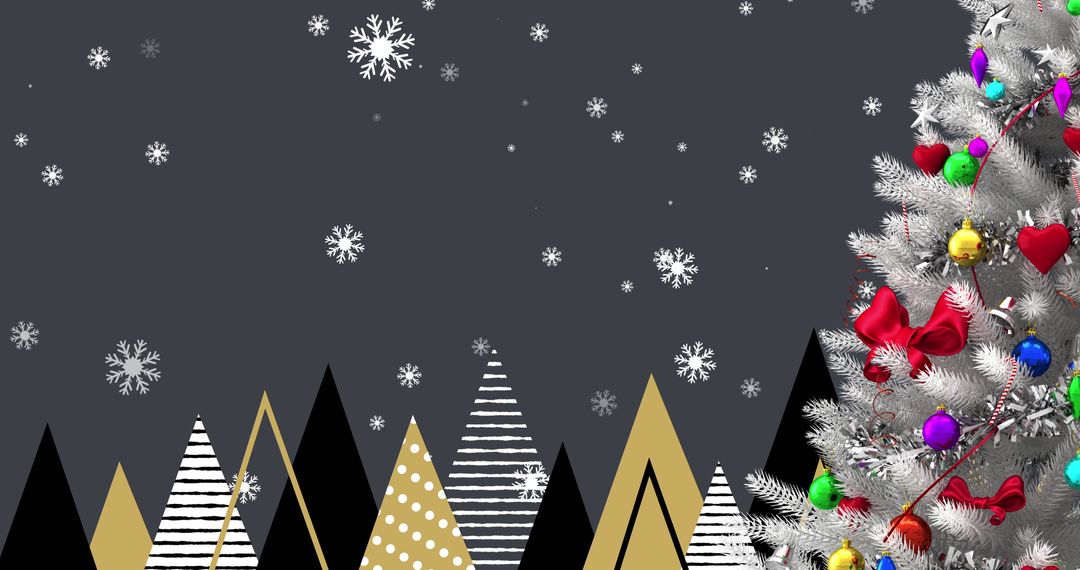 Elegant Christmas Tree with Snowflake Background