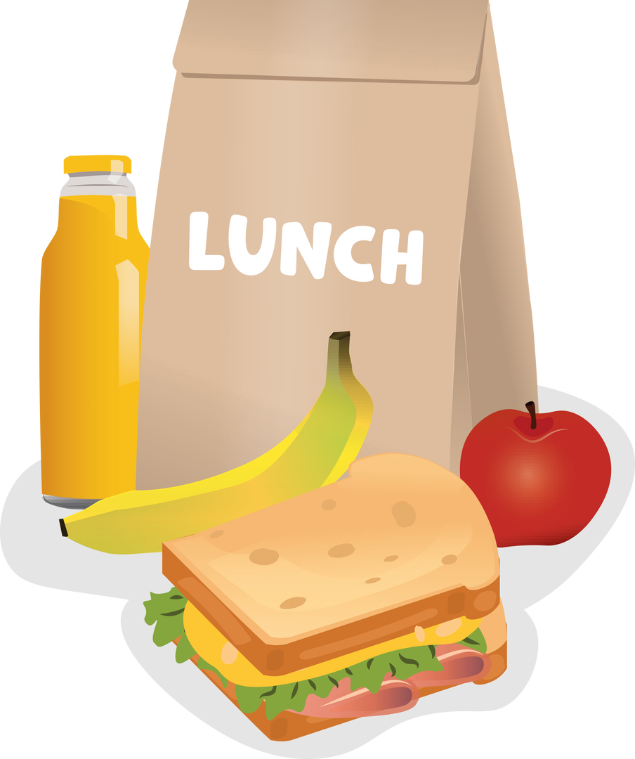 Transparent-PNG Lunch Bag with Sandwich, Fruits, Drink for Healthy School Meal - Download Free Stock Images Pikwizard.com