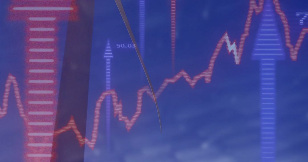 Abstract Financial Chart with Red Line and Trend Arrows