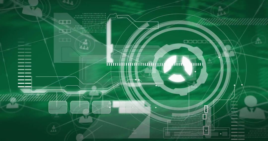 Abstract Digital Interface with Scope Scanning on Green Background