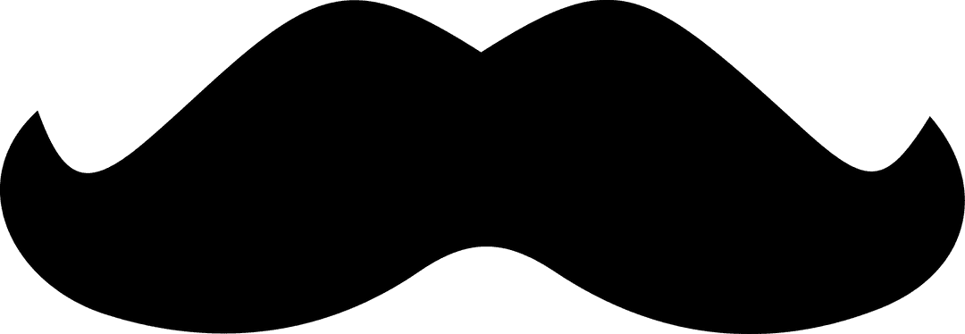 Handlebar Moustache Silhouette Icon on Transparent Background