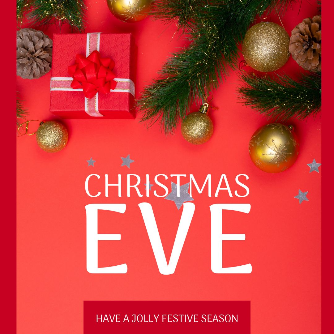 Christmas Eve Greeting Card with Festive Decorations
