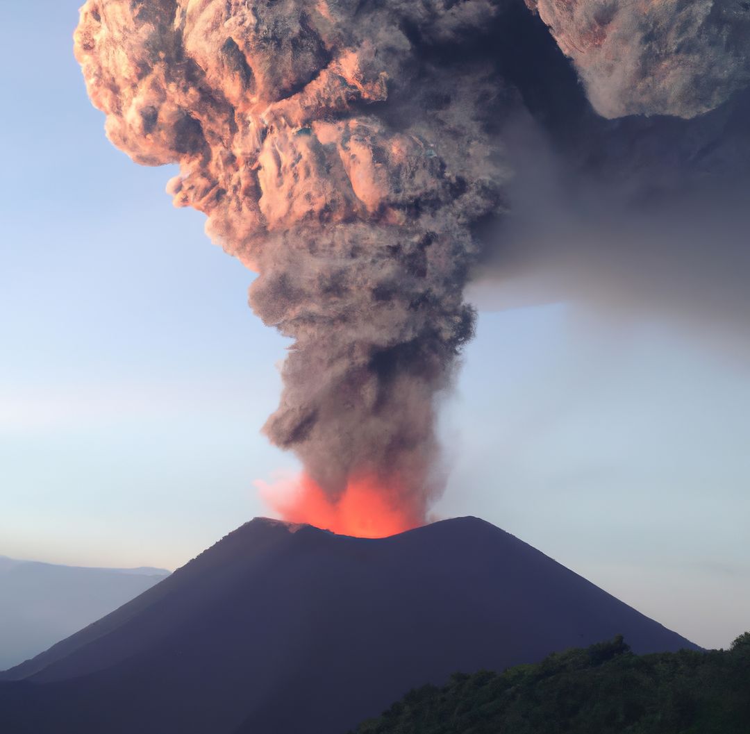 Volcano Erupting with Huge Smoke Cloud and Lava Flowing - Free Images, Stock Photos and Pictures on Pikwizard.com