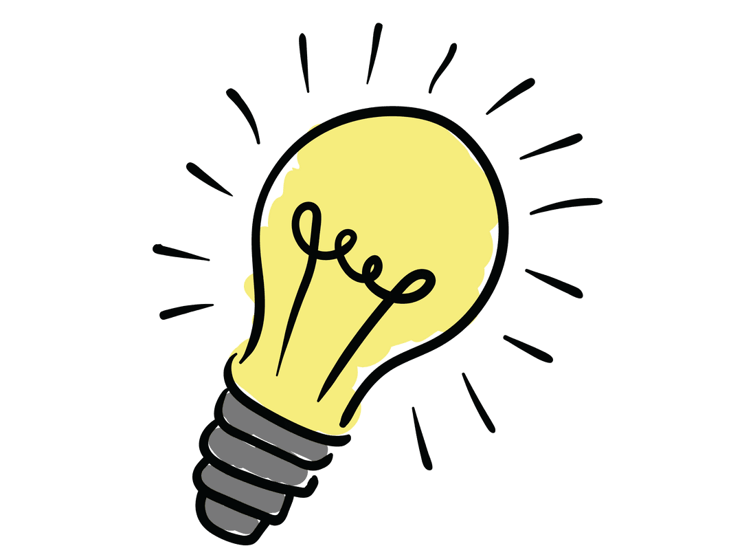 Transparent Hand-Drawn Yellow Light Bulb Illustration