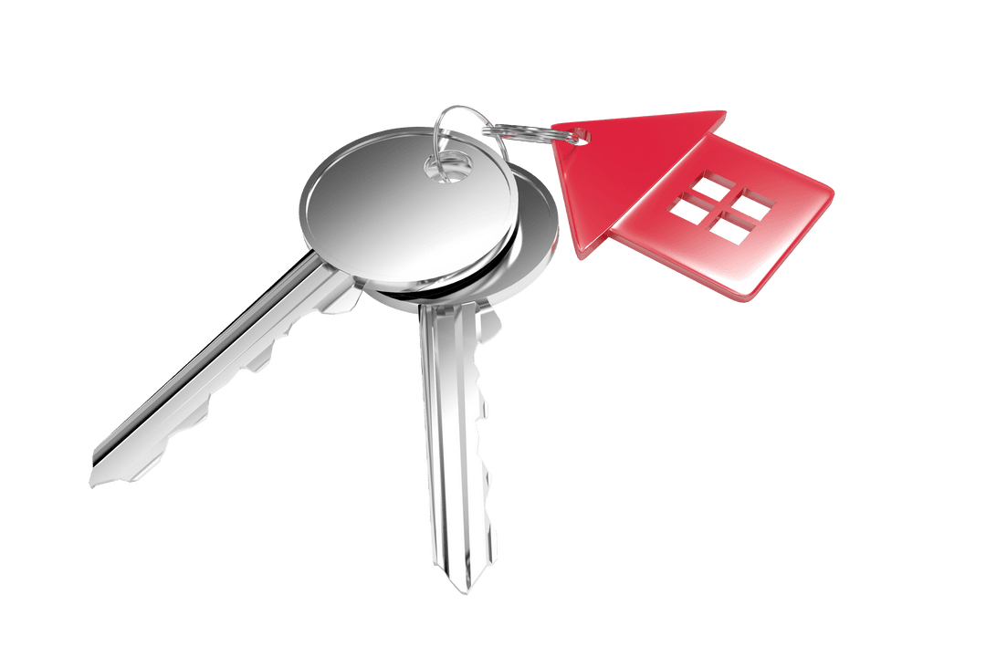 Transparent House Key With Red Home Shaped Keyring