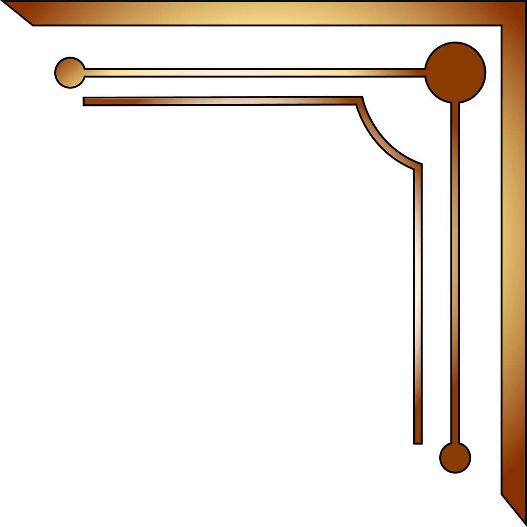 Art Deco Golden Corner Design with Transparent Background