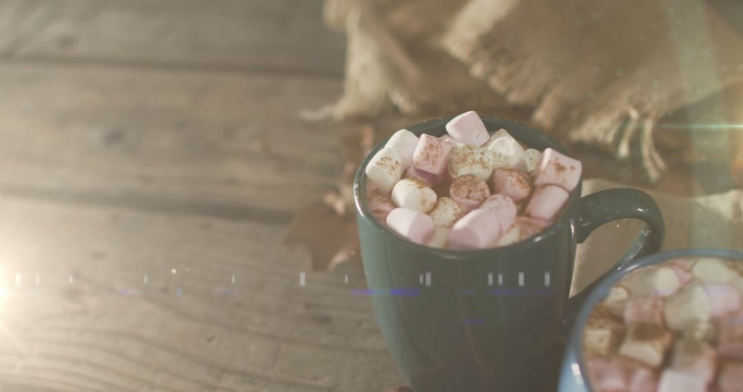 Cozy Autumn Hot Cocoa With Marshmallows and Light Trails Effect