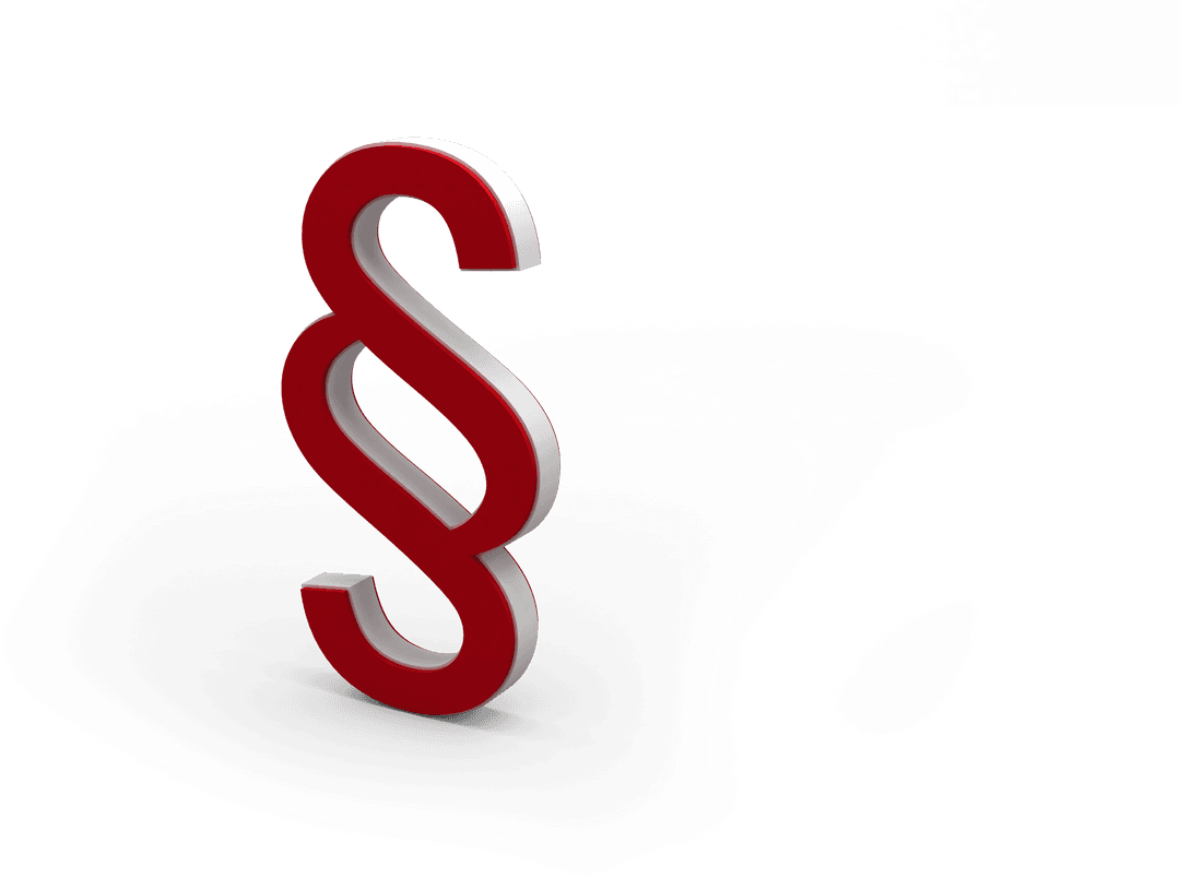 Transparent 3D Red Section Symbol on Black Background
