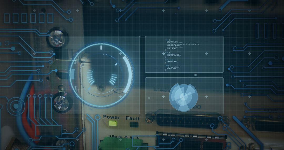 Futuristic Digital Interface Display with Cyber Elements