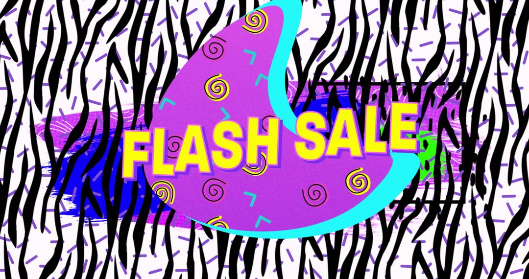 Vibrant Flash Sale Ad with Retro Pattern and Bold Typography