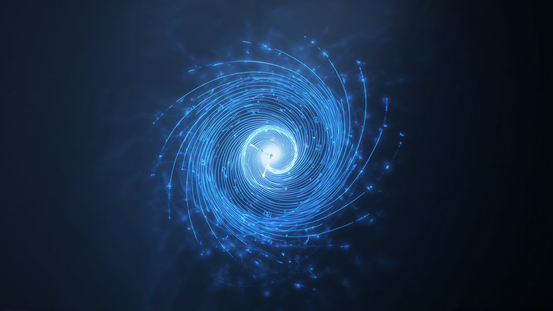 Glowing Blue Vortex Swirling in Digital Environment