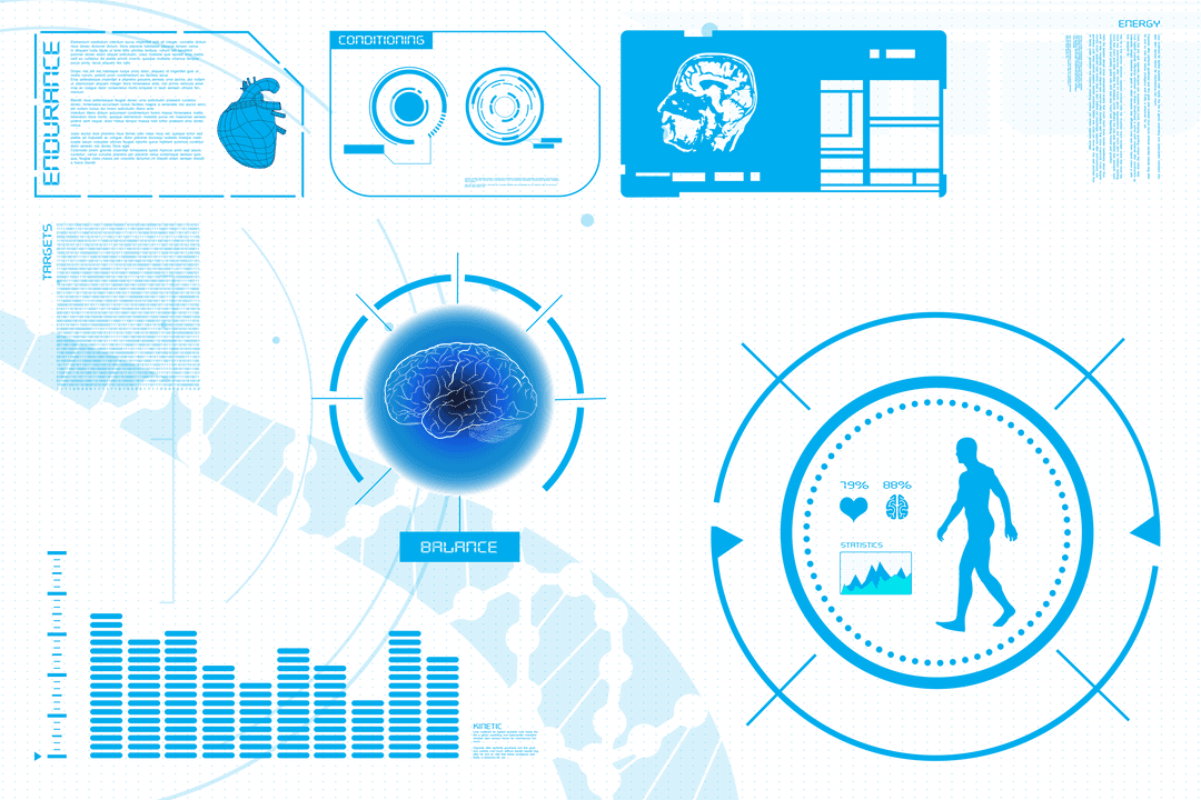 Transparent Medical Data Interface Screen with Digital Single Heartbeat Access