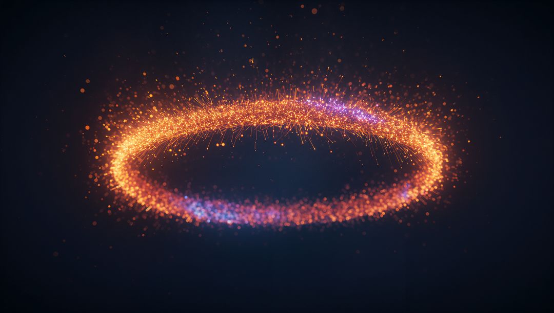 Glowing Particle Ring Hovering in Digital Void