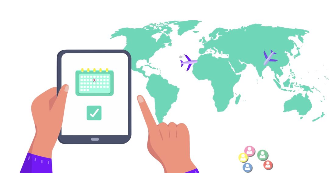 Digital Tablet Mapping Global Travel and Social Media Interactions