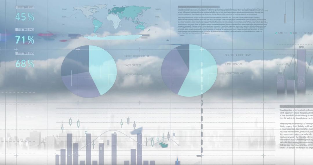 Data Visualization with Charts Over City Skyline