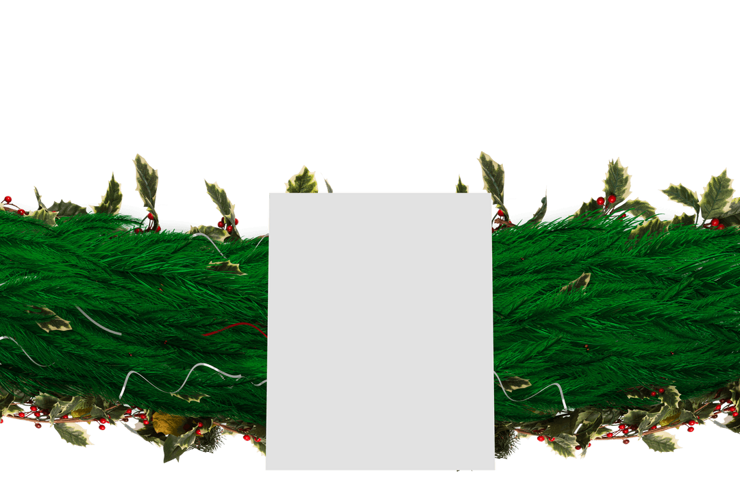 Transparent Festive Garland with Holly and Fir Branches