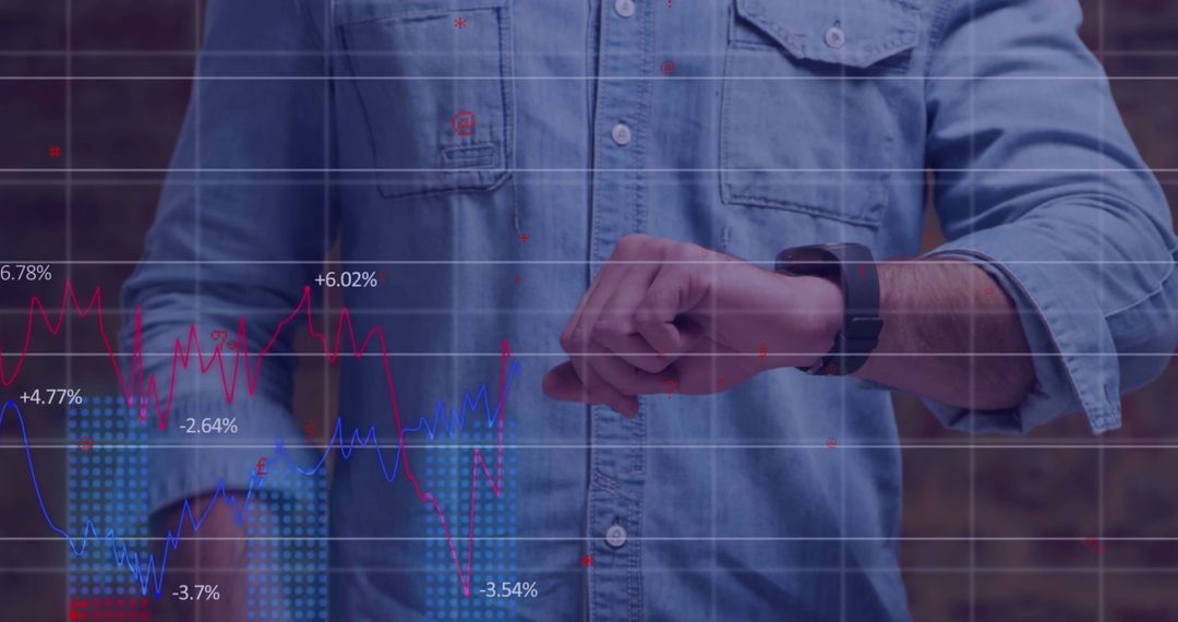 Man Tracking Financial Analytics on Wearable Technology