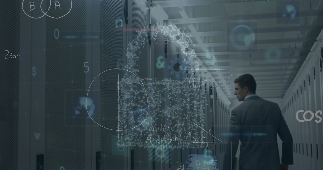 Cybersecurity Specialist Observing Secure Data Server Infrastructure