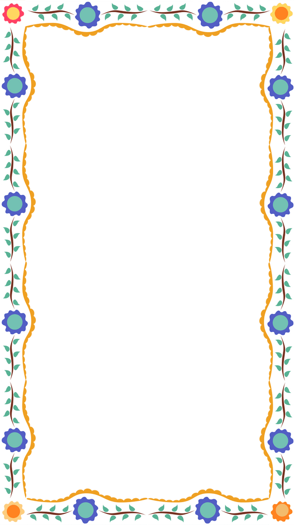 Vintage Transparent Floral Frame with Golden Trim and Vines