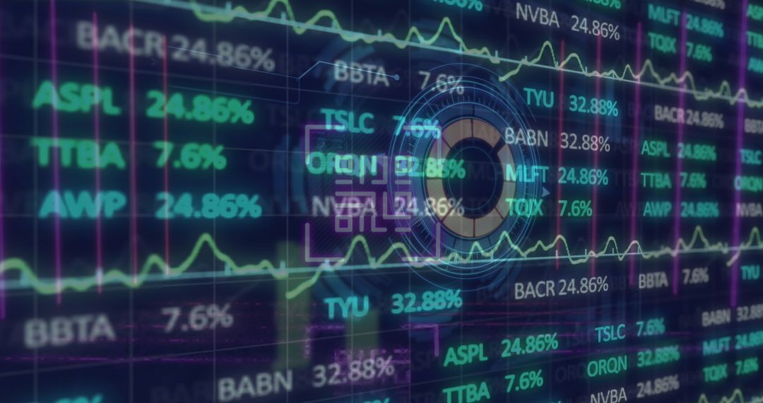Futuristic Financial Market Visualization with Holographic Data Interface