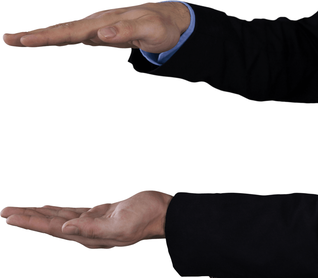 Businessman Holding Transparent Item with Empty Hands