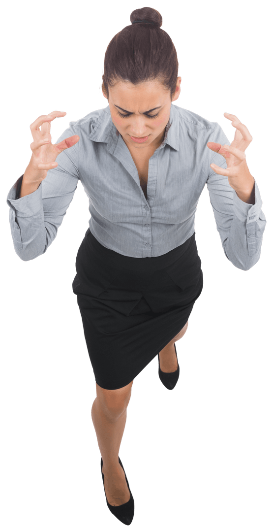 Hispanic Businesswoman Expressing Frustration on Transparent Background