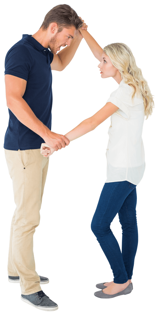 Caucasian Couple in Heated Argument Transparent Background